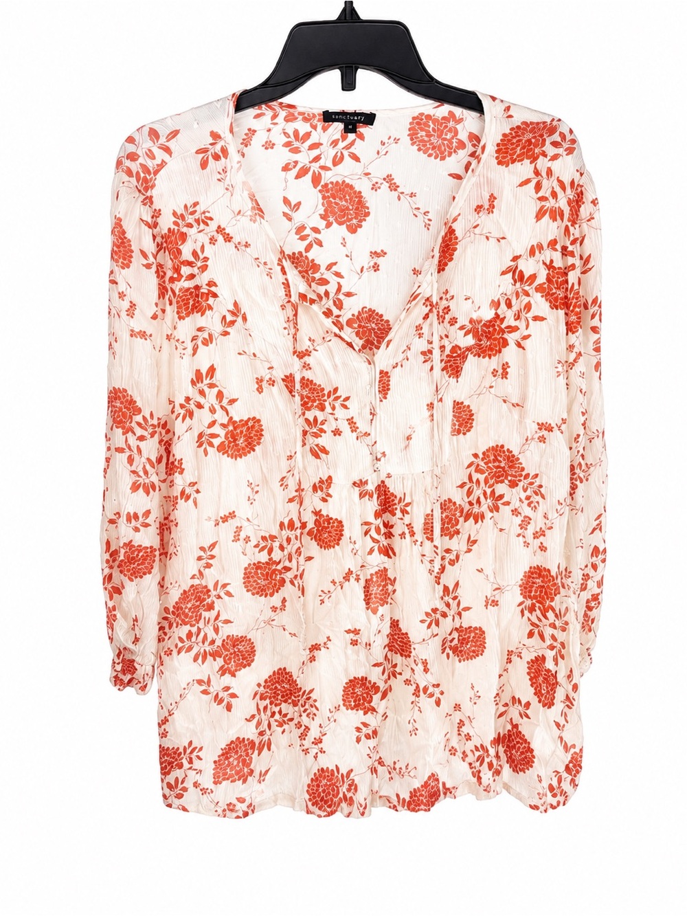 Papermoon Cream Blouse with Coral Floral Motif